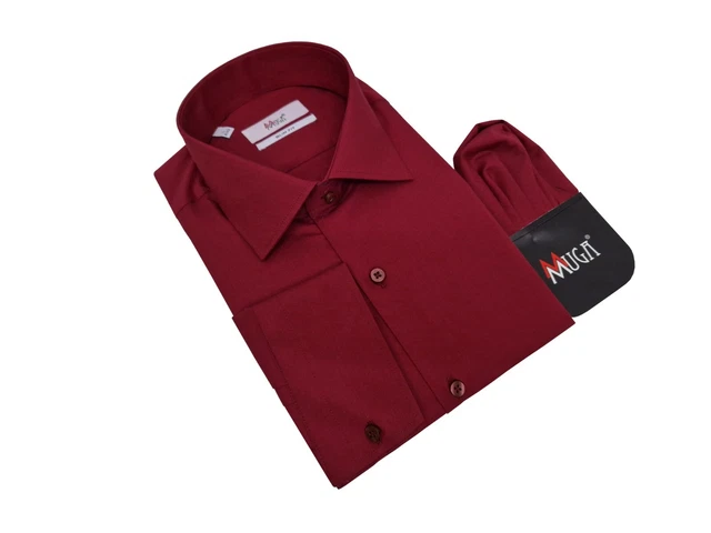 Camicia uomo slim fit braccio lungo 39/40 tg. M rosso vino