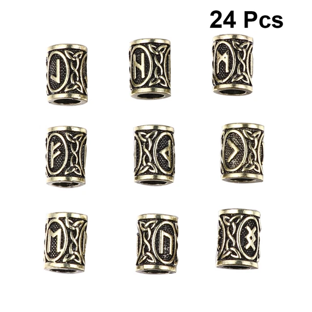 24pcs Viking Rune Beard Beads Viking Rune Beads  Norse Hair Rings