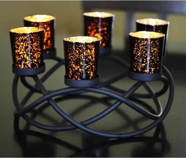Iron Round Candle Holder Halloween Table Decor Centerpiece Decorations Black New