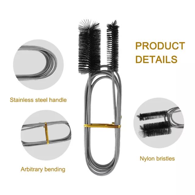 2pcs For Cleaning Pipes Double Head Shower Drain Brush Flexible Stainless Steel