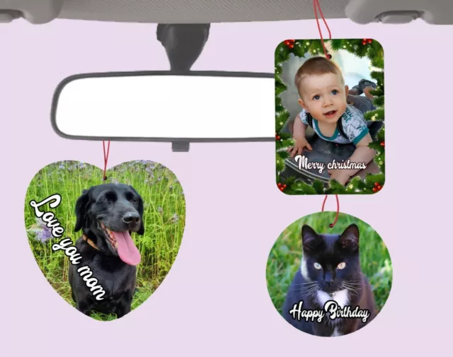 Personalised Photo Car Air freshener RECTANGULAR (Double Sided Print) Custom 