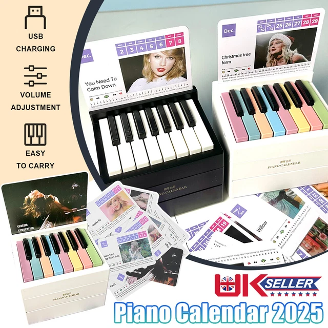 TAYLOR SWIFT PIANO Calendar, 2025 with Music Sheets Toy Piano Musical
