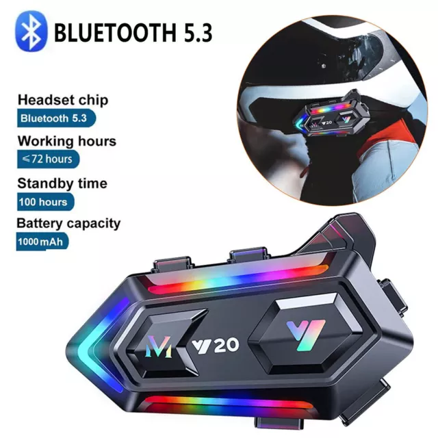 Motorcycle Handsfree Helmet Headset Bluetooth 5.3 Wireless Motorbike Headphone 2