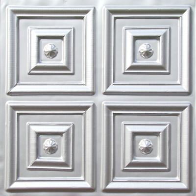# 112 Silver 2'x2' PVC Faux Tin Decorative Ceiling Tile Panel Glue-Up