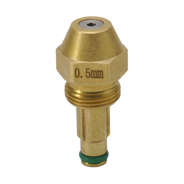 2 Ugelli Per Bruciatore Olio Esausto In Ottone – Apertura 0,8 Mm, Attacchi Filettati 1/4 E 1/8 Per Riscaldatori A Olio Pesante E Vegetale