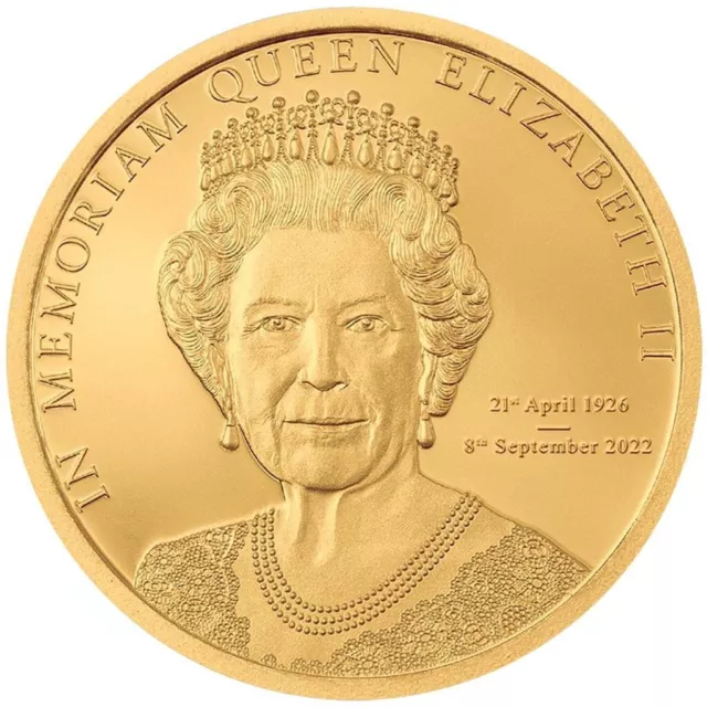 Goldmünze Queen Elizabeth II. In Memoriam 2022 - Cook Inseln - 0,5 gr PP