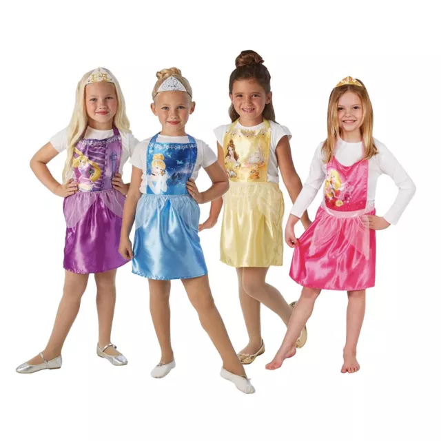 Disney Prinzessinnen Partypack für Mädchen - 4 Kinderkostüme - Belle, Aurora,