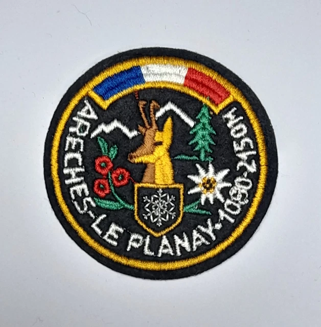 Écusson Tissu Ski Vintage - Le Grand Mont Arèches 1080m - Patch Suisse