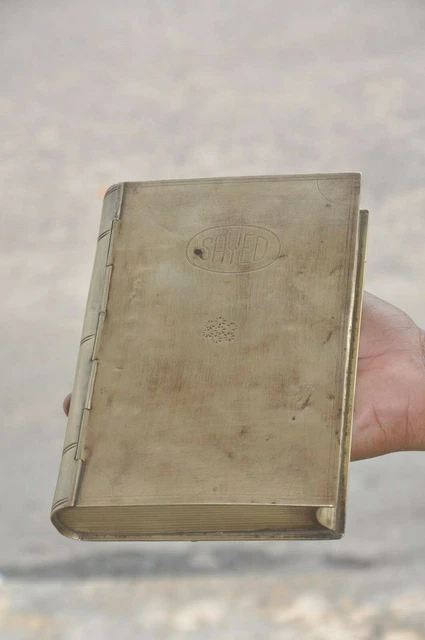 Old Brass Handcrafted SAYED Book Shape Solid 3 Compartment Betel Nut Box