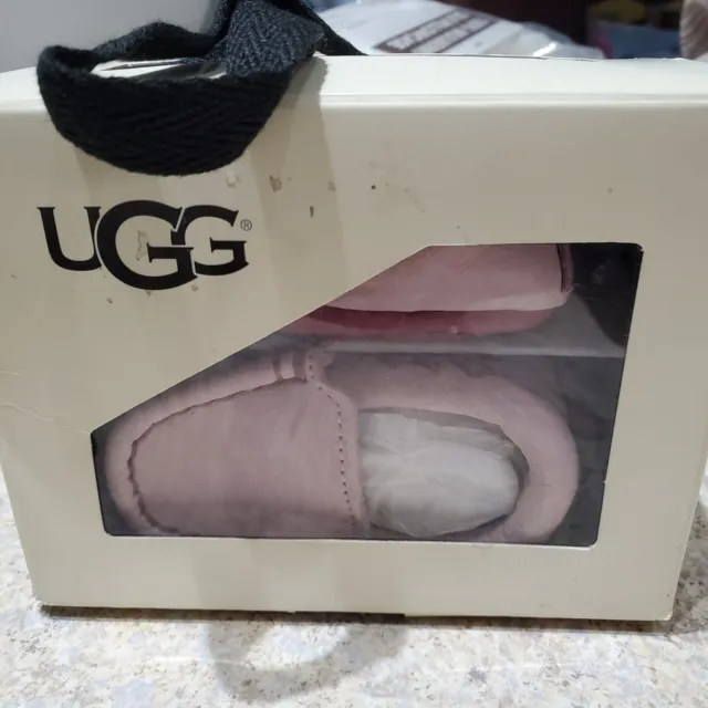 New Infant Baby 2/3 6-12 Mos Ugg Baby Pink Sivia Leather Moccasins 1017192I