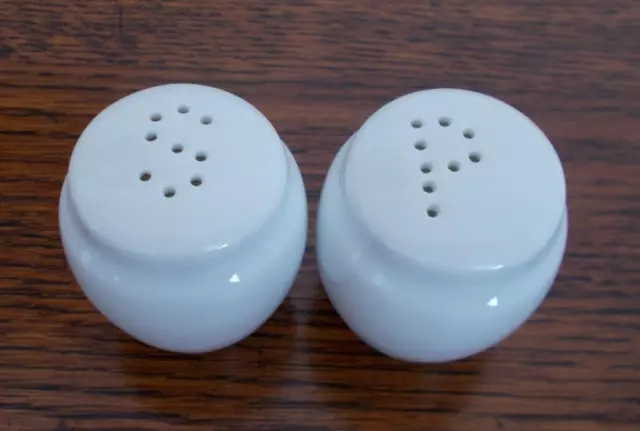 Small White Ceramic Cruet Salt & Pepper Shakers Pots With Stoppers Travel Picnic