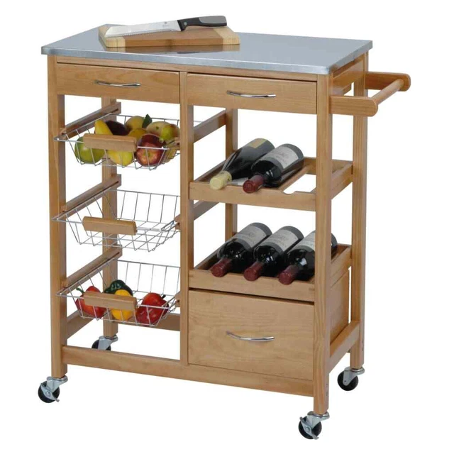 Excellent Houseware Carrello Cucina con 3 Cassetti Legno Excellent Houseware