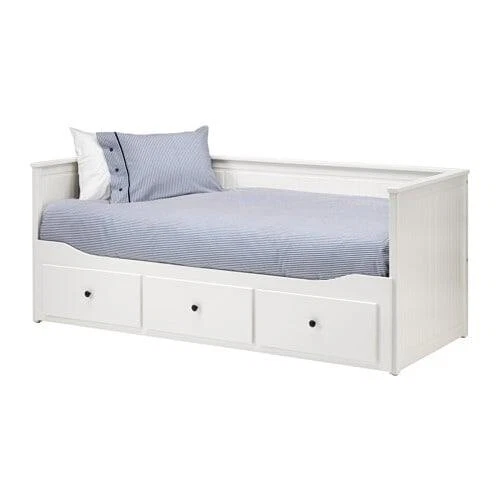 HEMNES IKEA DAYBED Frame with 3 Drawers and Pull Out Trundle, White