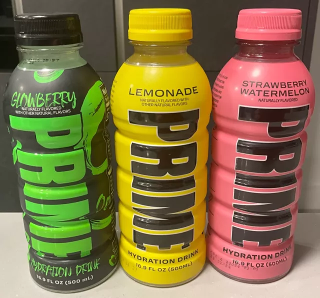 Prime Hydration Glowberry, Strawberry Watermelon & Lemonade Bundle USA Import