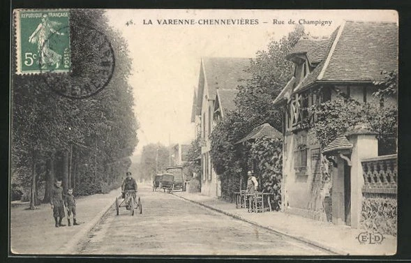 CPA Chennevières, Rue de Champigny, vue de la rue 1908