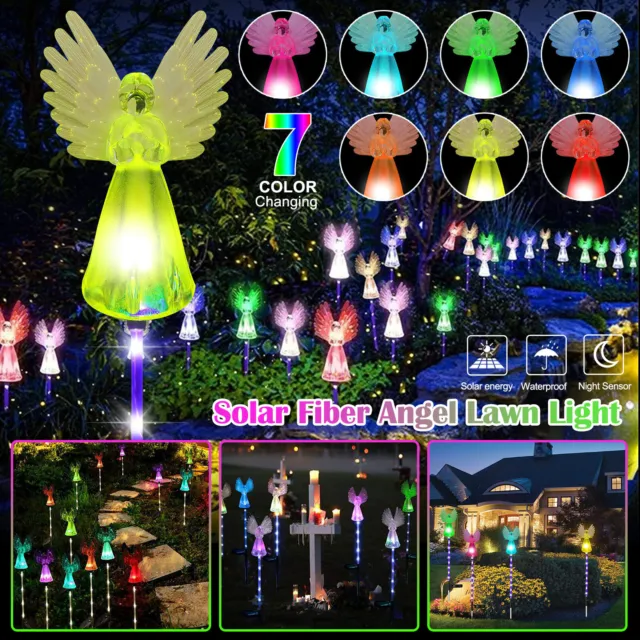 2Pcs Solar Angel Lights Waterproof Garden Lawn LED Lamp Landscape Outdoor Decor