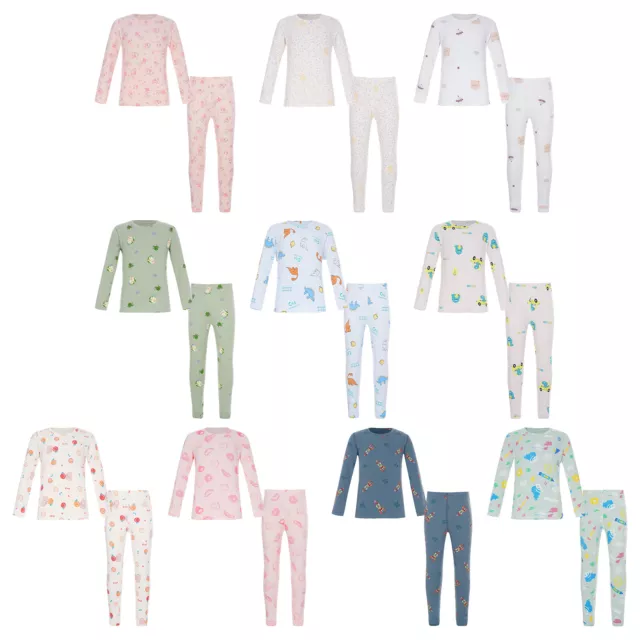 Girls Boys Base Layer Suit T-shirt Thermal Underwear Set Leggings Pajamas  Warm