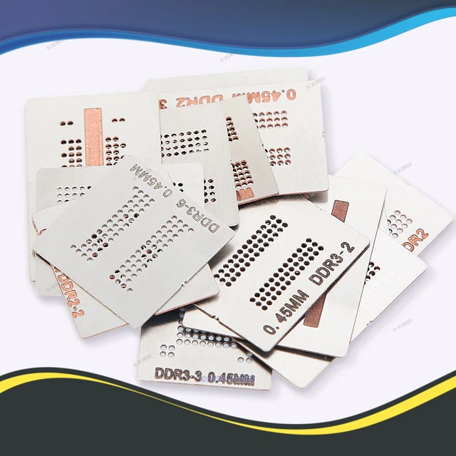 BGA Kit 14Pcs Heated Directly Reballing Stencils for Memory RAM DDR