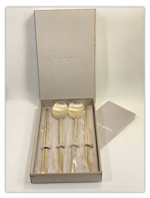 Korean Haus Yoon Brass Handmade Yugi Spoon & Chopstick Set For 2 New ~ NIB