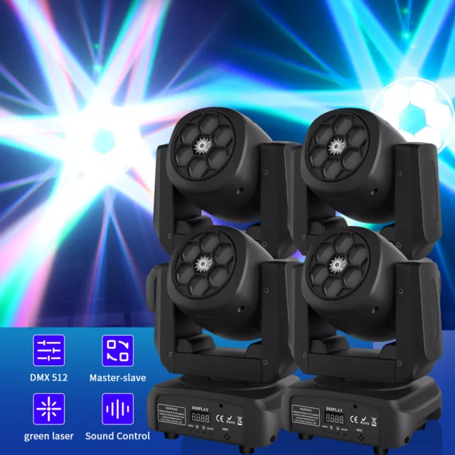 4x 120W RGBW LED Bee Eye Laser Beam Effekt Club Moving Head DJ Disco Bühnenlicht