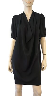 PAUL & JOE Black Crepe Puff Sleeve Cowl Neck Mini Dress 38 US 6