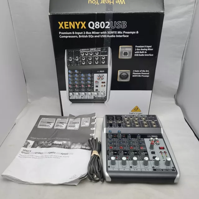 Mezclador Behringer XENYX Q802USB sin adaptador de corriente incluido