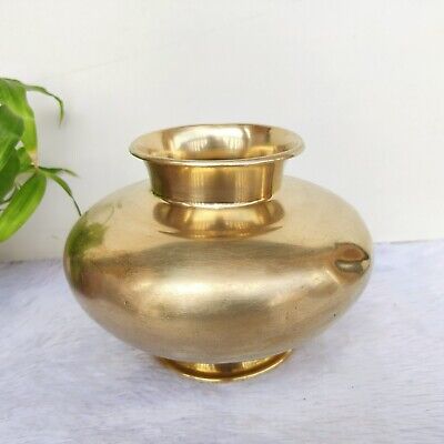 1930s Vintage Brass Unique Shaped Solid Water Pot Rare Brassware Decorative