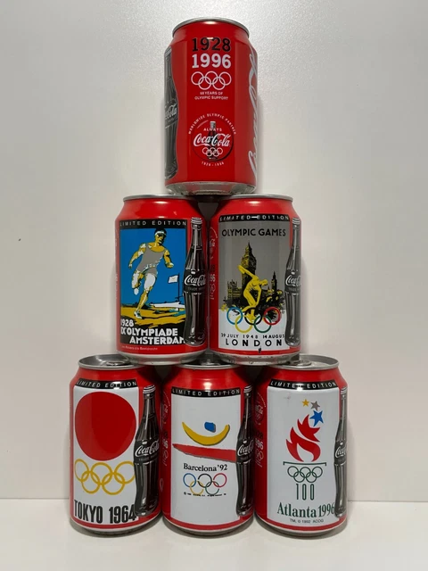 Coca Cola Coke Cans; Olympic Set Atlanta 1996 5+1 Can Set, Holland All B/O