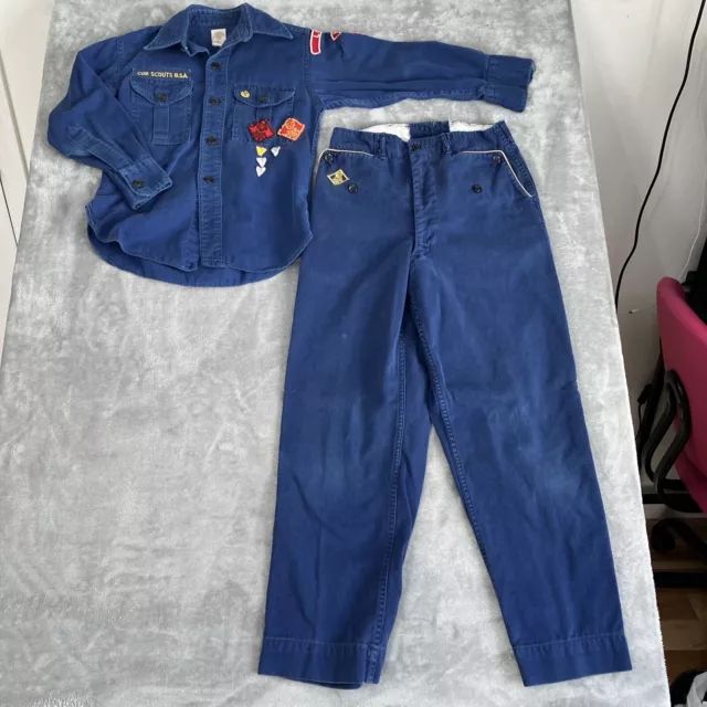 Vtg. 60’s - 70’s Cub Scouts BSA Uniform W/ Patches & Pins - Sanforized Logan WV