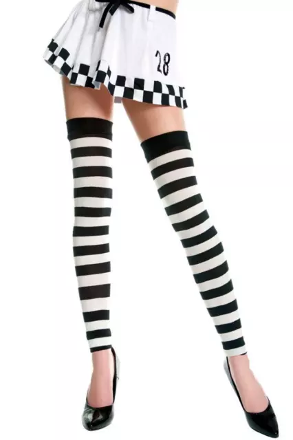 sexy MUSIC LEGS opaque WIDE striped THIGH highs FOOTLESS leg WARMERS stockings