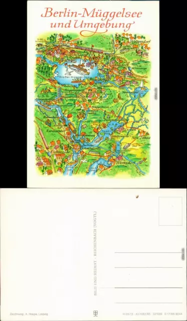 Ansichtskarte Köpenick-Berlin Landkarte: Berlin-Müggelsee und Umgebung 1980