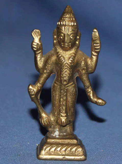 Petite figurine vintage en laiton faite à la main divinité hindoue Vishnu