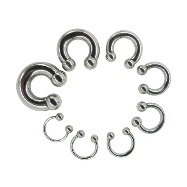 Large Gauge Circular Barbell Horseshoe Bar Nose Septum Ear Ring 2mm-10mm