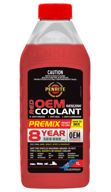 Penrite 8 Yr 500,000km Red Coolant Premix  1l  COOLREDPMX001