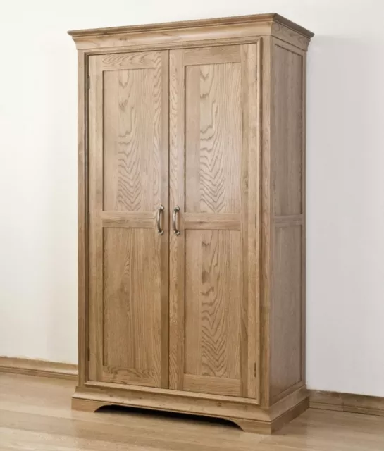 Marseille solid oak furniture full hanging double bedroom wardrobe