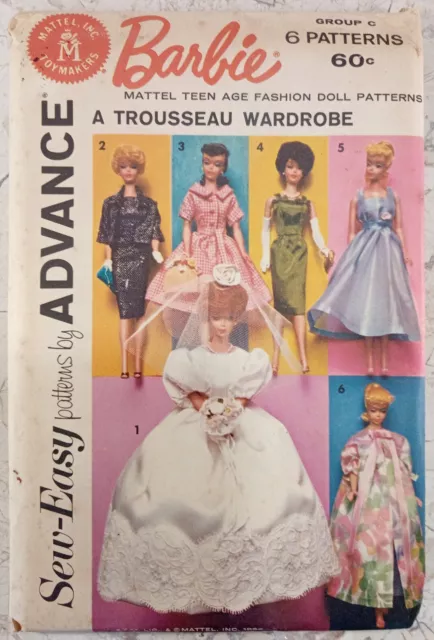 Vintage 1961 Barbie Clothes Pattern Reproduction Advance 9938