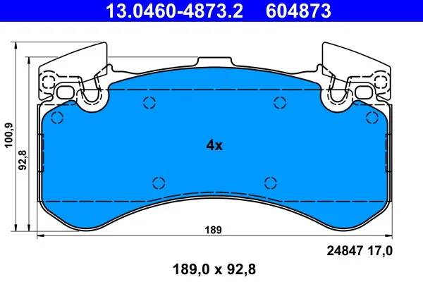 Ate 13.0460-4873.2 Brake Pad Set, Disc Brake Front Axle For ,Audi