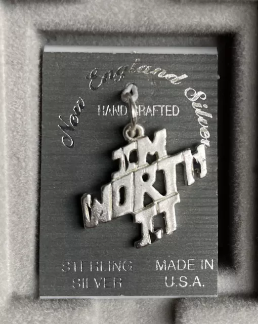 Vintage New England Silver I'm Worth It Sterling Silver Charm NEW Old Stock