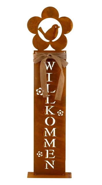 WILLKOMMEN SCHILD AUS Metall Gartendeko Gartenschild Höhe
