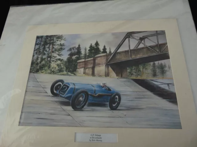 Bob Murray Colour Print.G P Delage at Brooklands.14 X 11 Inches.in VGC.