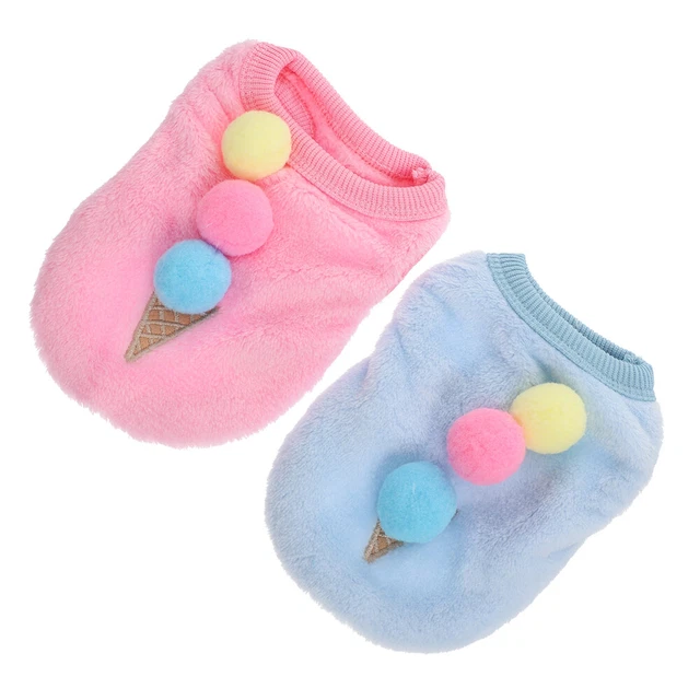 2Pcs Vestiti Vestiti con Pom- Pom Beece Gilet Accogliente Morbido Cane Inverno