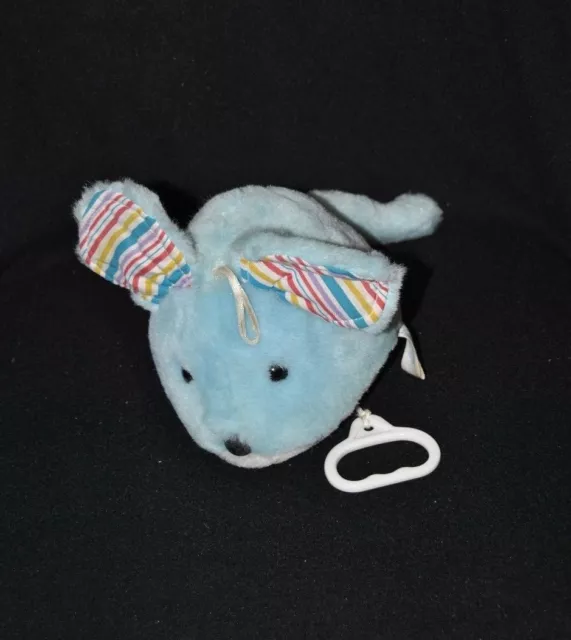 Peluche doudou chien souris musical GIPSY bleu blanc 20 cm TTBE