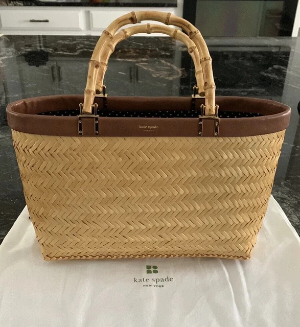 Kate Spade Santa Maria Anabel Wicker Tote, Bamboo Handles Light Tan/Straw Color