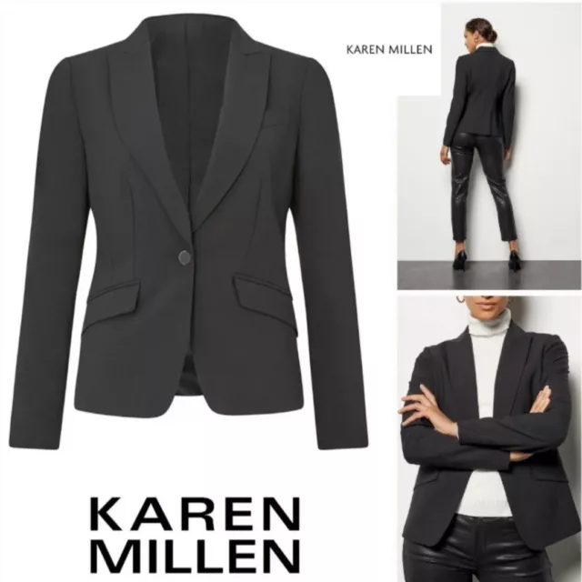 Karen Millen Black Investment Blazer Tailored Jacket Elegant Smart Size 8 Formal