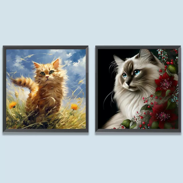 Paint By Numbers Kit DIY Oil Art Cat Picture Home Wall Decoration 40x40cm