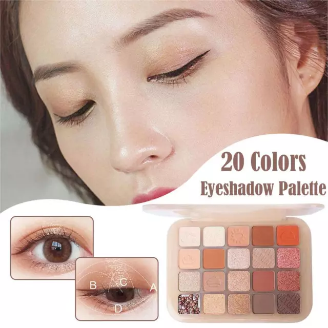 20Color Chestnut Shimmer Matte Eyeshadow Palette Glitter Lasting Waterproof U3F1