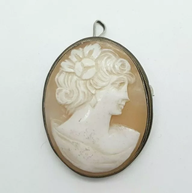 Gemme 800 Silber Brosche - Kamme - Cameo - Shell - Carved (124)