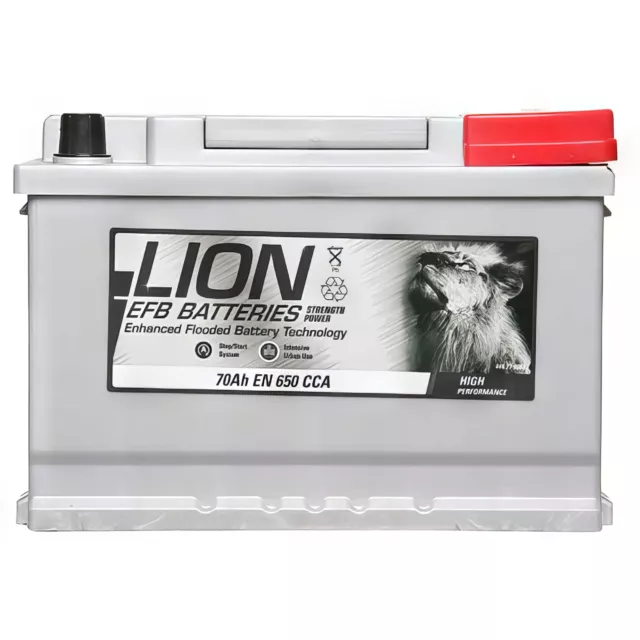 EFB 096 12V Car Battery 3 Year Guarantee 70AH 650CCA 0/1 B13 - Lion 444779061