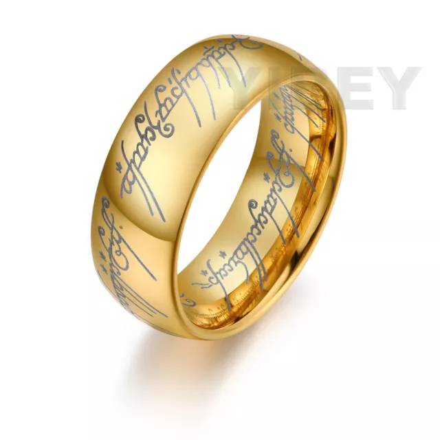 Tungsten The One Ring LORT 18K Gold Lord of the Rings Bilbo Hobbit wedding Band