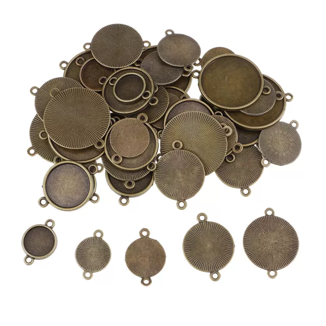 48 Stück Bronze Blank Runde Foto Cabochon Lünette Anhänger Fach Rohlinge